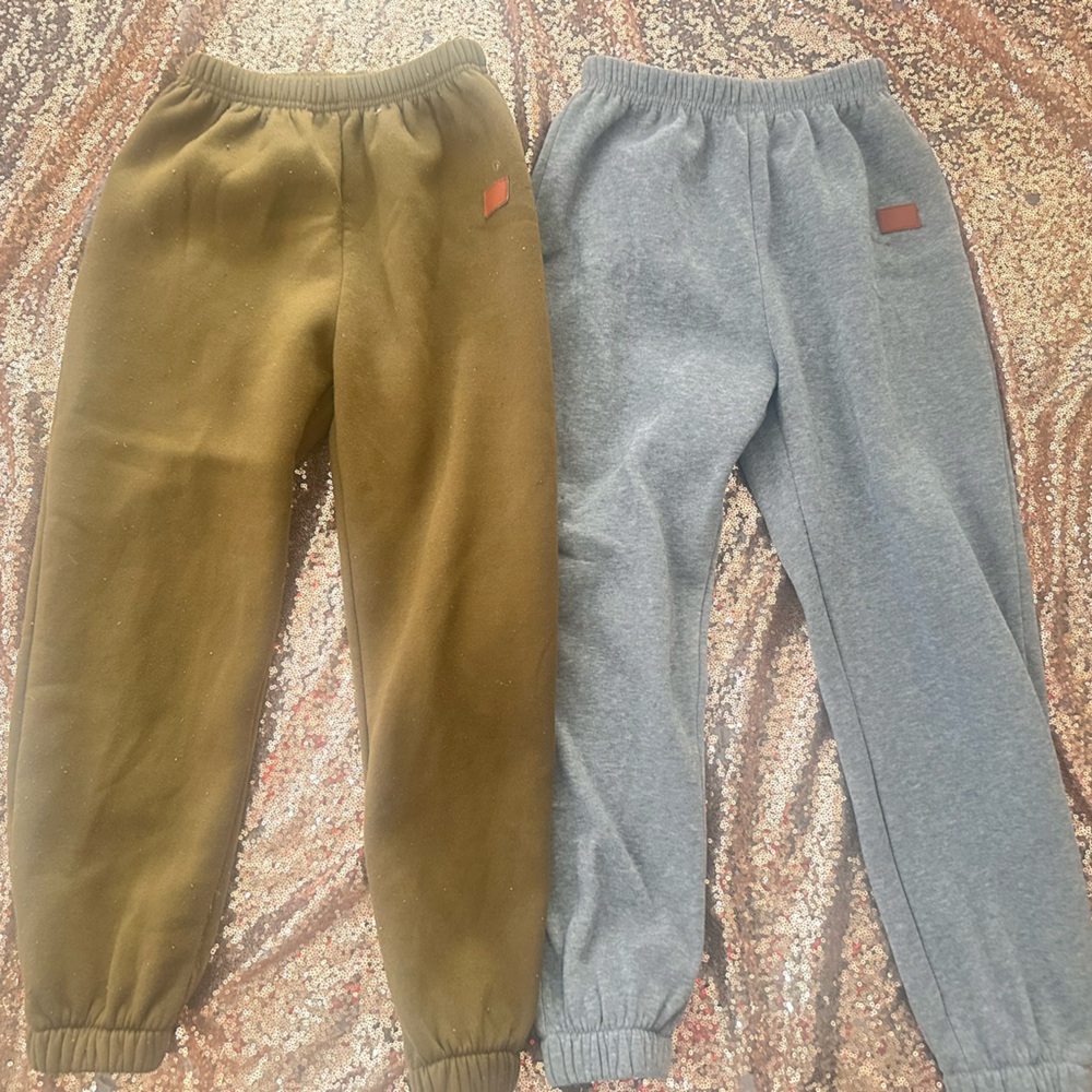 SHEIN Kids' Sweatpants Duo - Olive and Gray size 7-8